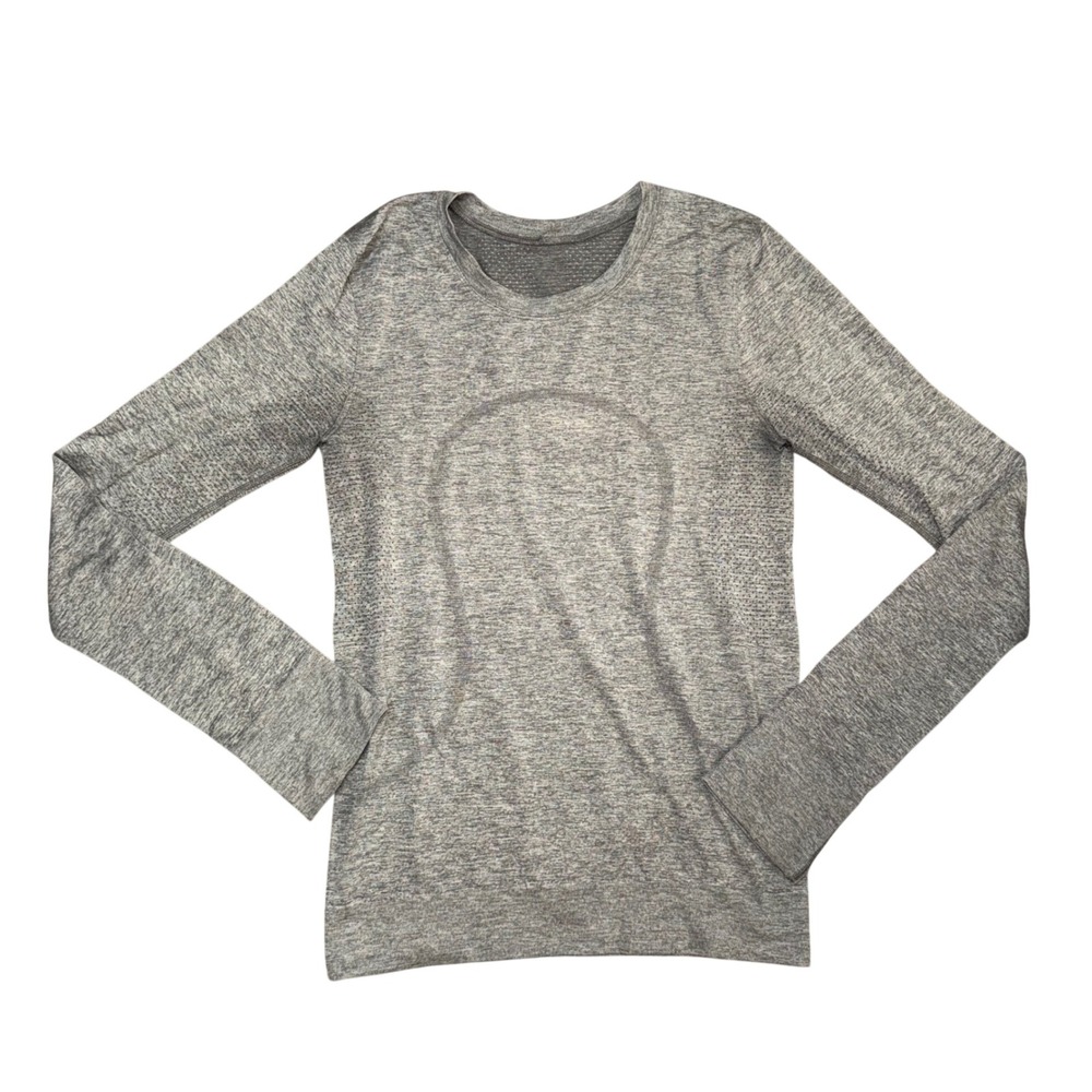 Lululemon Swiftly Tech Long Sleeve Women 4 Grey‎ Fair Seamless Running Top